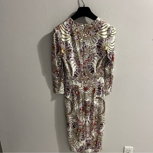 Roberto Cavalli Just Cavalli Printed Long Sleeve Mesh Dress Shoulder Slits US 2 - Picture 7 of 16